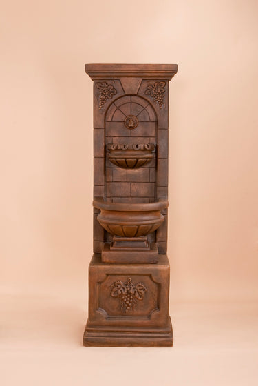 St. Helena Outdoor Cast Stone Wall Fountain with Base – Classical Elegance for Garden Walls